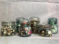 Glass Jars Full of Un-Researched Buttons