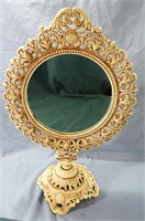 VINTAGE STYLE ORNATE STANDING IRON TABLETOP MIRROR