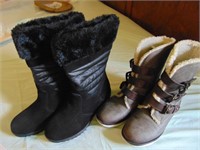 Two Pair Womens Boots, size 8, New & Like New