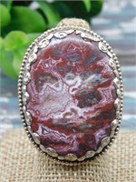 MEXICAN LACE ADJUSTABLE RING ROCK STONE LAPIDARY S