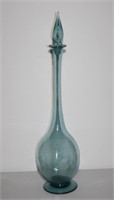 vintage handblown aqua glass decanter 25"h