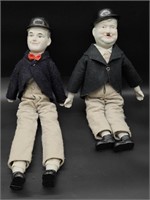 2- Antique Porcelain & Cloth Laurel & Hardy Dolls