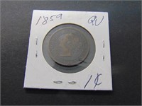 1859 Canadian 1 cent Coin