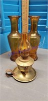 Amber oil lamp and flower vases