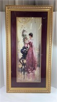 FRAMED PRINT OF LADY WITH FLOWERS