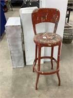 Metal stool with back (not overly sturdy)
