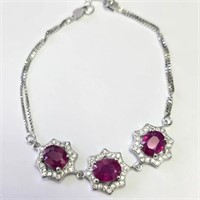 $500 Silver Ruby 7.5"  Bracelet