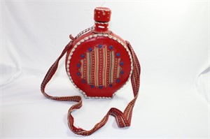 Vintage Spirit Bottle in Decorative Leather Case