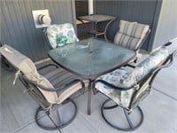 Awesome Glass Top Patio Table w/ 4 Chairs Set