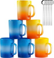 GoldArea Coffee Mugs Set of 6  11oz with Spoons