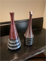 2- wooden vases- decor