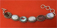 925 Sterling Silver & Gemstone 9in Bracelet 57.78