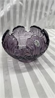 Fenton Glass Lotus Rose Empress Amethyst Accent