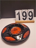 Retro Red & Black USA Pottery Ash Tray