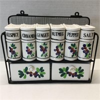 Ceramic Spice Containers with Metal Rack