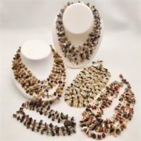 Multi-Strand Polished Stone Necklaces