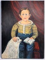 Primitive Oil Painting, contemporary, "Child with