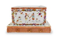 Chinese Export Famille Rose Square Box, 18th C#