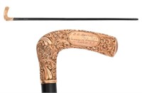 Engraved Gold Presentation Walking Cane