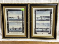 Pair of Prints of English Harbor Views in Kent -