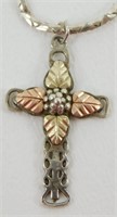 Vintage Sterling Silver Black Hills Gold Cross