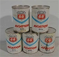 5 Phillips 66 Aviation Cardboard Oil Cans FULL