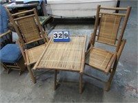 BAMBOO FOLDING PATIO TABLE & 2 CHAIRS