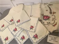 Rectangle Hand Embroidered Table Cloth & Napkins