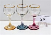 Set of Three 3" Tinted Aperitif-Digestif Glasses