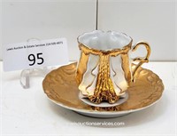 Gilded Porcelain Demitasse Cup & Saucer "727"