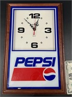 Vintage Pepsi Cola Advertising Clock 12" x 18"