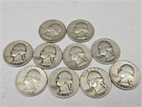 10- 1930's, 40's, 50's  Silver Quarters