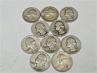 10- 1930's, 40's, 50's Silver Quarters