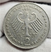 1975-J German 2 Deutsche Mark Coin XF