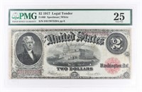 1917 LARGE US $2 LEGAL TENDER NOTE - PMG 25