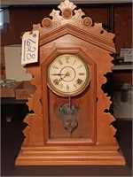 Walnut "Ingraham" Kitchen Clock, With Key. Runs.