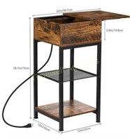 12 in. Brown Wood End Tables Narrow Side Nightstan