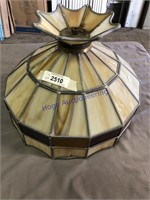 STAIN GLASS SHADE, 16" ACROSS, SOME GLASS CRACKS
