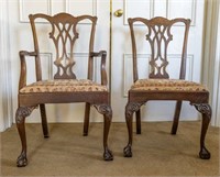 Two Chippendale Style Chairs, Late 19th Century