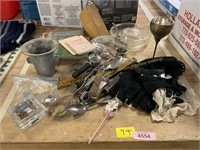 Vintage gloves,utensils,bible symbols,items