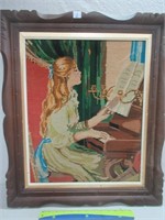 PRETTY NEEDLEPOINT - GIRL AT THE PIANO