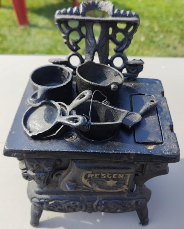 Antique Miniature Stove & Pots