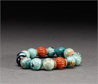 Qing Dynasty turquoise eight treasures bracelet