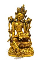 Fine Important Chinese Gilt Bronze Figure of Tara