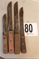 FOUR OLD KITCHEN KNIVES