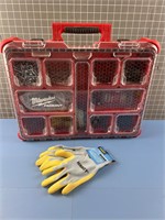 MILWAUKEE PACKOUT HARD CASE W/ CONTENTS & GLOVES