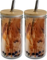 NEW! Brimley 20oz Glass Tumbler with Straw and