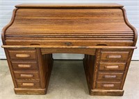 EXCEPTIONAL 1910 SOLID OAK ROLL TOP DESK