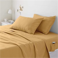 4PC BED SHEET SET QUEEN - MICROFIBER - Goldenrod