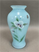 Fenton White Poppy Hand Painted Vase